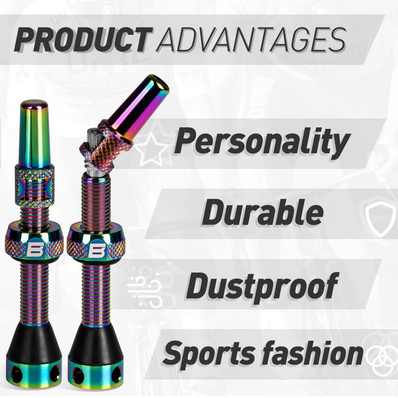 BWSHLF Tubeless Presta Valve Stem 40/44/55/60/65/70/80/100 mm, Super Light Alloy Presta Valve Stem Kit with Valve Core Remover Tool and Valve Stem Caps - Multiple Color and Size Options(Pair) - Image 4